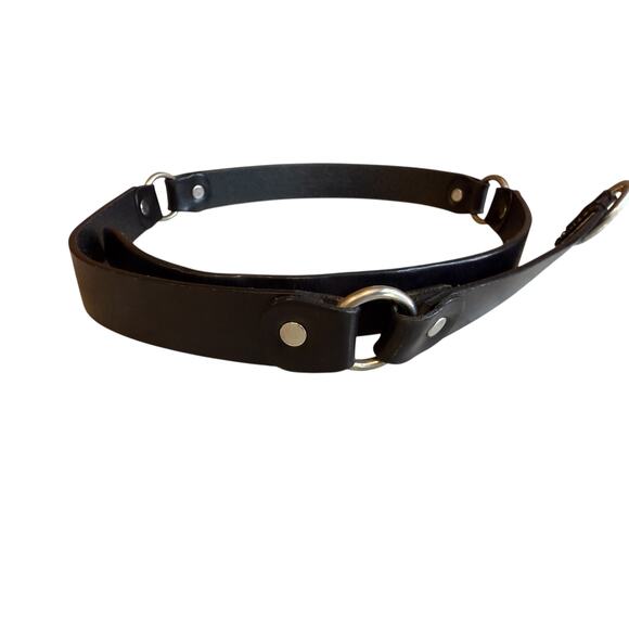 J Crew Genuine Leather Triple Ring Edgy Belt Black - Picture 2 of 6